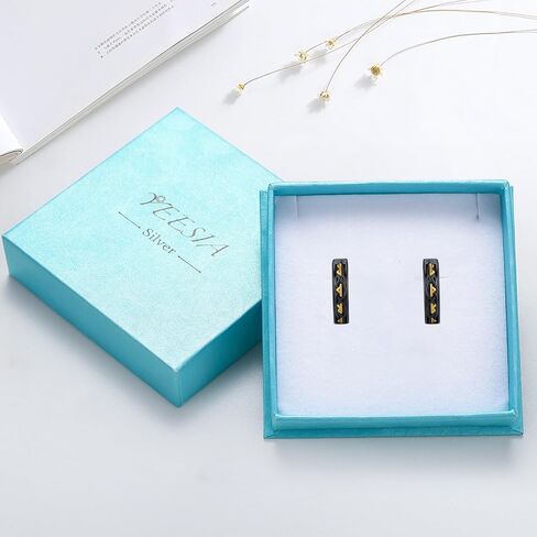 أقراط هوب S925 من الفضة الإسترليني للرجال أقراط فايكنغ سوداء رائعة مجوهرات رجالية للرجال والنساء والأولاد in Kuwait