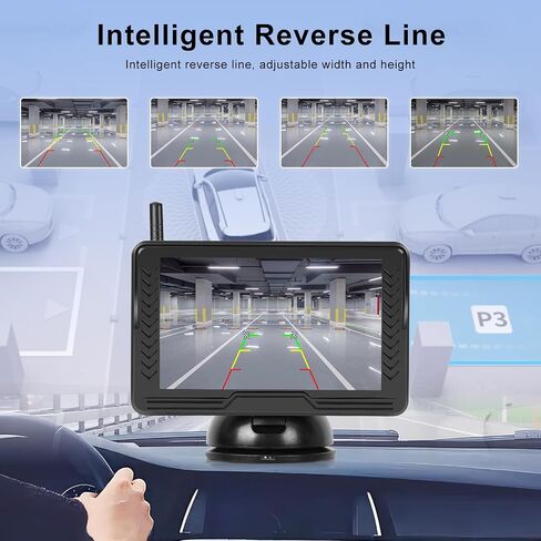 كاميرا احتياطية لاسلكية لشاحنة سيارة RV - 5 بوصة HD IPS شاشة التوصيل والتشغيل خطوط دليل DIY الرقمية إشارة ثابتة للرؤية الليلية إشارة كاميرا الرؤية الخلفية in Saudi Arabia