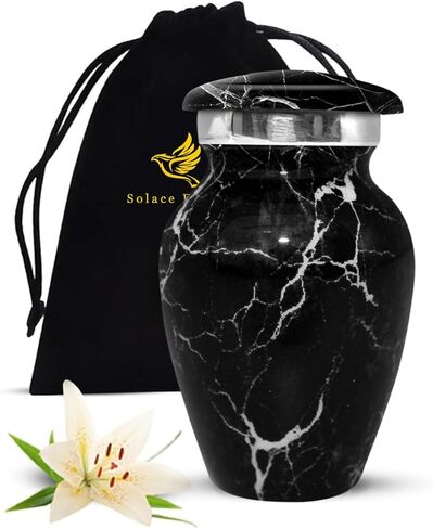 Small Marble Urn for Human Ashes - Handcrafted Mini Urn for Men & Women - Small Keepsake Urn for Ashes - Honor Your Loved One with Cremation Small Urn for Male & Female (Midnight Black, Small) in Saudi Arabia