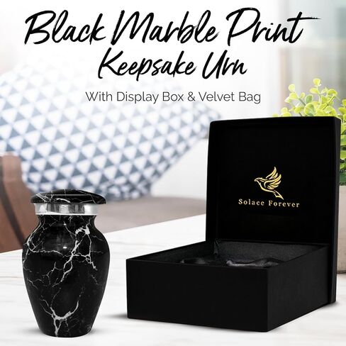 Small Marble Urn for Human Ashes - Handcrafted Mini Urn for Men & Women - Small Keepsake Urn for Ashes - Honor Your Loved One with Cremation Small Urn for Male & Female (Midnight Black, Small) in Saudi Arabia