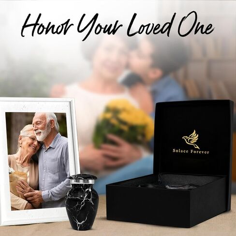 Small Marble Urn for Human Ashes - Handcrafted Mini Urn for Men & Women - Small Keepsake Urn for Ashes - Honor Your Loved One with Cremation Small Urn for Male & Female (Midnight Black, Small) in Saudi Arabia