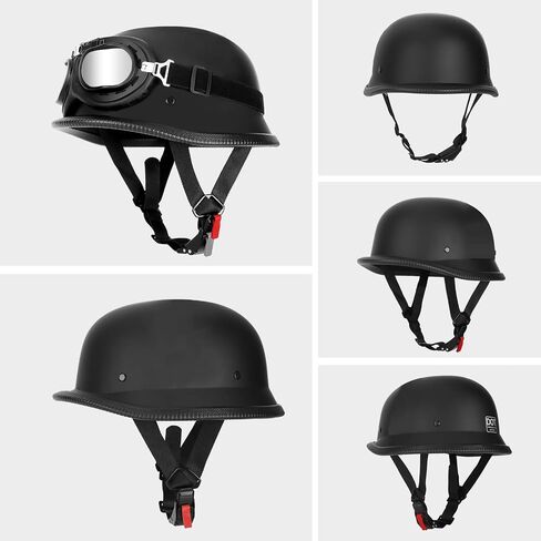 German Style Motorcycle Helmet Vintage Half Shell Helmet for Adult Men Women DOT/FMVSS 218 Approved Retro Helmet with Goggles in Saudi Arabia