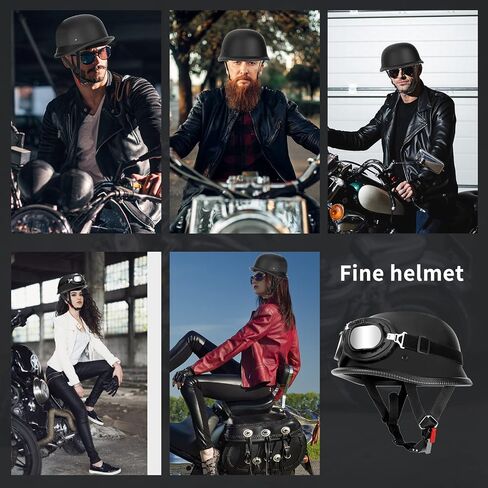 German Style Motorcycle Helmet Vintage Half Shell Helmet for Adult Men Women DOT/FMVSS 218 Approved Retro Helmet with Goggles in Saudi Arabia