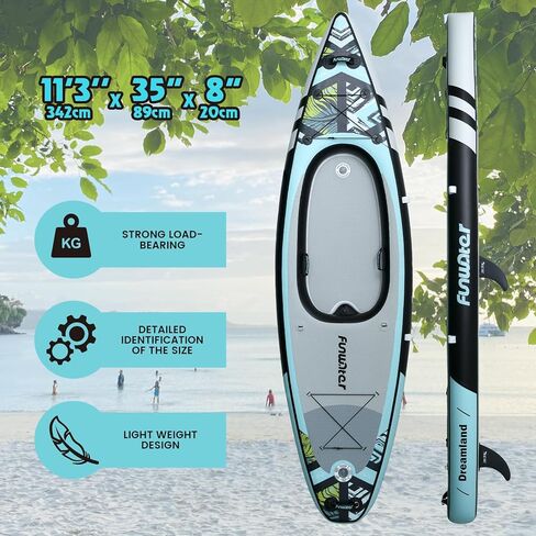 FunWater Inflatable 11’X34.6"X7.9" Kayak Double Air Chamber Kayak with Cockpit Drain Valve for Adults and Children, Complete Accessories, Upgraded Seats, Paddling, Surfing in Kuwait
