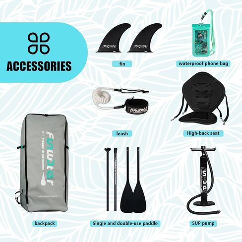 FunWater Inflatable 11’X34.6"X7.9" Kayak Double Air Chamber Kayak with Cockpit Drain Valve for Adults and Children, Complete Accessories, Upgraded Seats, Paddling, Surfing in Kuwait