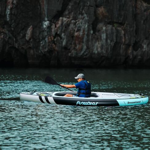 FunWater Inflatable 11’X34.6"X7.9" Kayak Double Air Chamber Kayak with Cockpit Drain Valve for Adults and Children, Complete Accessories, Upgraded Seats, Paddling, Surfing in Kuwait