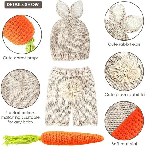 Yuehuam ملابس تصوير للأطفال حديثي الولادة مجموعة دعائم تصوير صوف ناعم مناسب لاستوديو الصور وأعياد الميلاد يوميًا in Kuwait