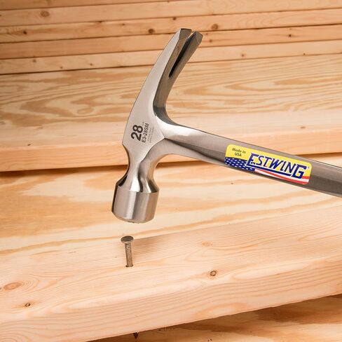 Estwing Framing Hammer, 28 oz, Long Handle, Straight Rip Claw, Smooth Face, Shock Reduction Grip - E3-28S in Saudi Arabia