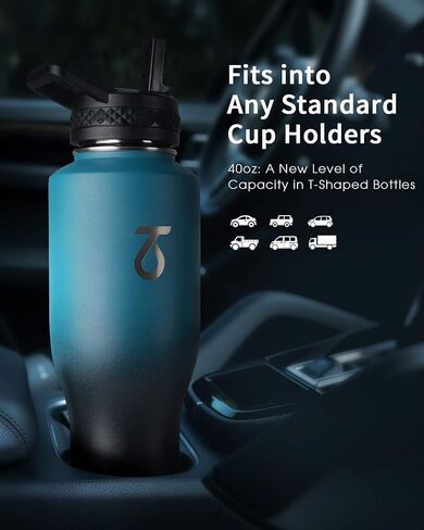 Trebo 40oz Insulated Water Bottle that Fits in Cup Holder, Stainless Steel Double Wall Tumbler Bottles with Paracord Handle, Flask with Straw Spout Lids, Keep Cold for 48 Hrs/Hot 24 Hrs,Cotton Candy in Saudi Arabia