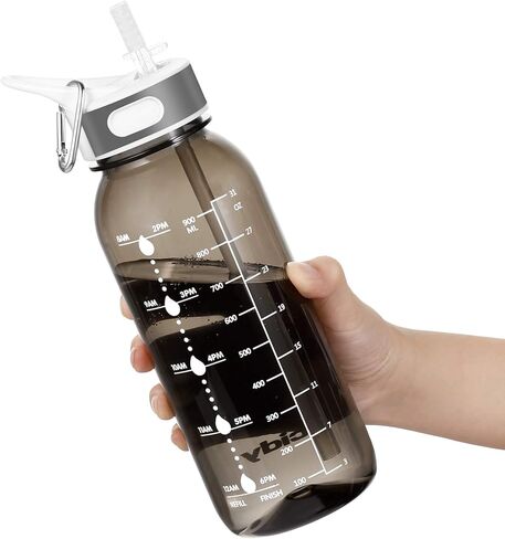 زجاجة مياه جيماكرو، زجاجة مياه BOTTLED JOY سعة 1.5 لتر مع ماصة ومقبض خالية من مادة BPA، زجاجة مياه يومية بسعة 50 أونصة مع جهاز تتبع علامات الوقت لتذكير وقت الشرب، مثالية للترطيب in Kuwait