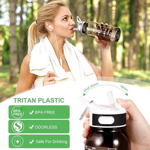 زجاجة مياه جيماكرو، زجاجة مياه BOTTLED JOY سعة 1.5 لتر مع ماصة ومقبض خالية من مادة BPA، زجاجة مياه يومية بسعة 50 أونصة مع جهاز تتبع علامات الوقت لتذكير وقت الشرب، مثالية للترطيب in Kuwait