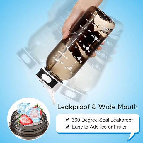 زجاجة مياه جيماكرو، زجاجة مياه BOTTLED JOY سعة 1.5 لتر مع ماصة ومقبض خالية من مادة BPA، زجاجة مياه يومية بسعة 50 أونصة مع جهاز تتبع علامات الوقت لتذكير وقت الشرب، مثالية للترطيب in Kuwait