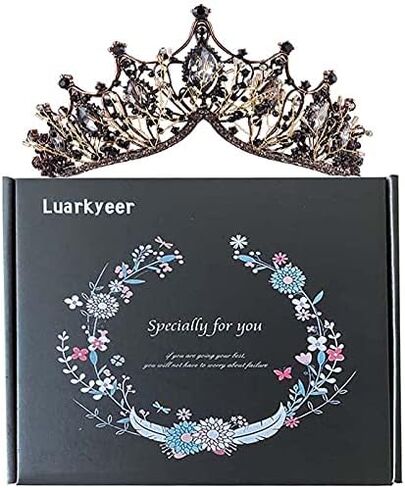 تيجان الملكة السوداء الباروكية للنساء، تيجان زفاف سوداء من حجر الراين للنساء، تيجان الزفاف، تاج أسود كريستال الأميرة تاج للحفلات الراقصة ومهرجان الموسيقى، تاج عيد الميلاد، إكسسوارات قوطية in Kuwait