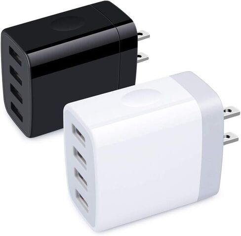 Mutilple Port Wall Charger,Sicodo Charging Block 2 Pack Charger Adapter 4.8Amp Fast Charging Station USB Charge Block Plug for iPhone 15/14/13/12/SE/11/X Pro, Plus,Samsung S23/S22/S21/S20/S10,USB Plug in Kuwait