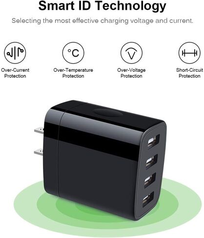 Mutilple Port Wall Charger,Sicodo Charging Block 2 Pack Charger Adapter 4.8Amp Fast Charging Station USB Charge Block Plug for iPhone 15/14/13/12/SE/11/X Pro, Plus,Samsung S23/S22/S21/S20/S10,USB Plug in Kuwait