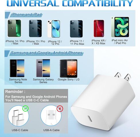 PD 20W Type C Fast Charger Block, Othoking USB C Wall Charger with 4FT USB C to Lighting Fast Charging Data Sync Cable Compatible for iPhone 14 13 12 11 XS XR X 8 iPad More in Kuwait