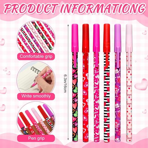 50 Pcs Valentine's Day Stationery Set Includes 20 Valentine Mini Notepads Notebooks 30 Ballpoint Pens for Kids School Classroom Exchange Gifts Party Favors Supplies in Saudi Arabia