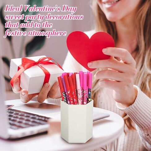 50 Pcs Valentine's Day Stationery Set Includes 20 Valentine Mini Notepads Notebooks 30 Ballpoint Pens for Kids School Classroom Exchange Gifts Party Favors Supplies in Saudi Arabia