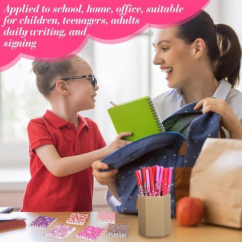 50 Pcs Valentine's Day Stationery Set Includes 20 Valentine Mini Notepads Notebooks 30 Ballpoint Pens for Kids School Classroom Exchange Gifts Party Favors Supplies in Saudi Arabia