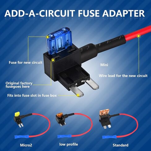 12 حزمة سيارة 12 فولت محول صنبور الصمامات الإضافية، صمام صغير منخفض المظهر، مع 4 أنواع ATO ATC ATM APM حامل الصمامات، تطبيق للسيارات والشاحنات والقوارب (أسود) in Kuwait