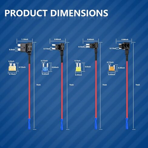 12 حزمة سيارة 12 فولت محول صنبور الصمامات الإضافية، صمام صغير منخفض المظهر، مع 4 أنواع ATO ATC ATM APM حامل الصمامات، تطبيق للسيارات والشاحنات والقوارب (أسود) in Kuwait