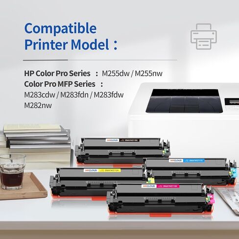خراطيش حبر INKCLOUD 206X مكونة من 4 قطع (مع شريحة) بديلة متوافقة لـ HP 206X A W2110A W2110X تعمل مع حبر طابعة HP Color Pro MFP M283fdw M283cdw M283 Pro M255 M255dw حبر عالي الإنتاجية in Kuwait