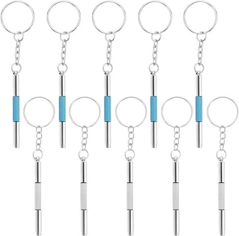Create idea 10PCS Mini Glasses Screwdriver 3-in-1 Precision Glasses Repair Set with Keychain Portable Mini Hand Tool for Sunglasses Jewellery Watches (5 Silver & 5 Blue) in Saudi Arabia