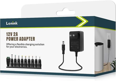 محول إمداد الطاقة لينينك 12 فولت 2 أمبير مع 10 أطراف، شاحن بديل مع قابس تيار مستمر قابل للتبديل لأجهزة 12 فولت 2000 مللي أمبير (6 أقدام، أسود) in Kuwait