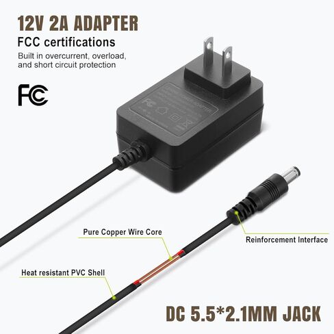 محول إمداد الطاقة لينينك 12 فولت 2 أمبير مع 10 أطراف، شاحن بديل مع قابس تيار مستمر قابل للتبديل لأجهزة 12 فولت 2000 مللي أمبير (6 أقدام، أسود) in Kuwait