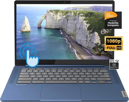 Lenovo Newest Flagship Chromebook, 14'' FHD Touchscreen Slim Thin Light Laptop Computer, 8-Core MediaTek Kompanio 520 Processor, 4GB RAM, 64GB eMMC, WiFi 6,Chrome OS (Renewed), Abyss Blue in Saudi Arabia