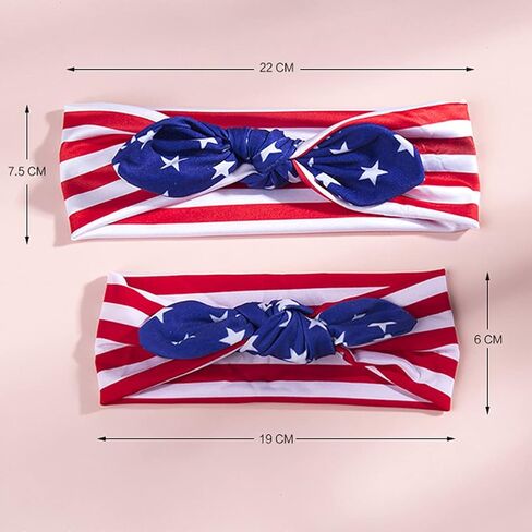 Women Headband with Bow Stripe Stars Hair Band Hair Accessories Headwear for 4th of July, Baby Elastic Headband TSFD17 (3PCS Adult) in Kuwait
