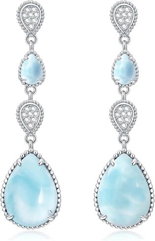 White Opal Drop Earrings for Women 925 Sterling Silver Dangle Teardrop Moissanite Earring Jewelry Birthday Present in Saudi Arabia