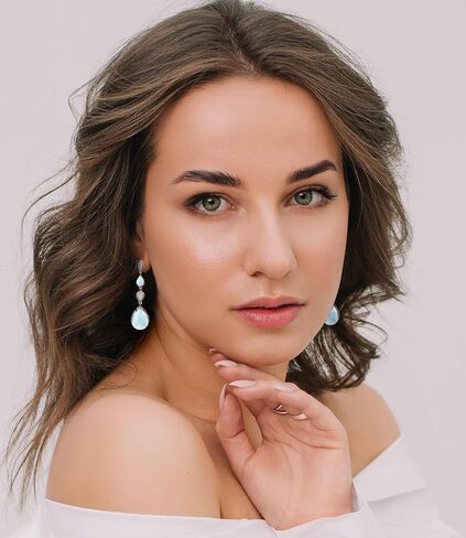 White Opal Drop Earrings for Women 925 Sterling Silver Dangle Teardrop Moissanite Earring Jewelry Birthday Present in Saudi Arabia