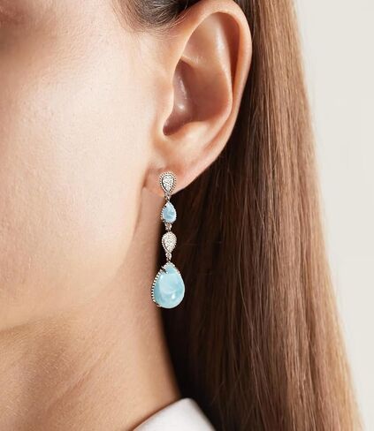 White Opal Drop Earrings for Women 925 Sterling Silver Dangle Teardrop Moissanite Earring Jewelry Birthday Present in Saudi Arabia