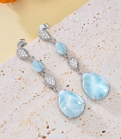 White Opal Drop Earrings for Women 925 Sterling Silver Dangle Teardrop Moissanite Earring Jewelry Birthday Present in Saudi Arabia