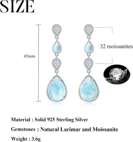 White Opal Drop Earrings for Women 925 Sterling Silver Dangle Teardrop Moissanite Earring Jewelry Birthday Present in Saudi Arabia