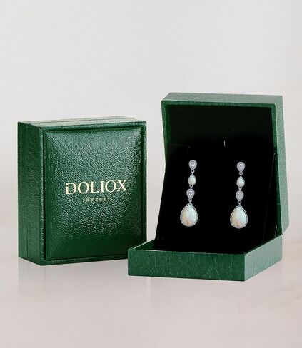 White Opal Drop Earrings for Women 925 Sterling Silver Dangle Teardrop Moissanite Earring Jewelry Birthday Present in Saudi Arabia