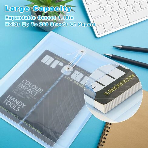 30 حزمة من المظاريف البلاستيكية البلاستيكية مع سلسلة إغلاق، A4 مجلدات ملفات قابلة للتوسيع، منظم أوراق المستندات - توسيع 1-1/6 بوصة - للمكتب المدرسي والمنزل (5 ألوان متنوعة) in Kuwait