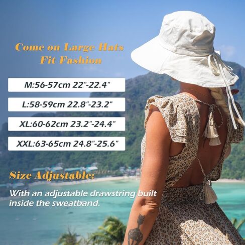 Oversize XL/XXL Women Cotton Sun Hat UPF 50+ Sunhat with Neck Flap Gardening Sun Protection Outdoor Hiking Fishing in Saudi Arabia