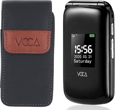 حافظة بمشبك حزام رأسي أسود ممتاز من VOCA بحجم قابل للتوسيع للهواتف القابلة للطي VOCA V530 Easyfone Prime A1 Jethro in Saudi Arabia