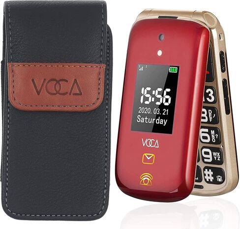 حافظة بمشبك حزام رأسي أسود ممتاز من VOCA بحجم قابل للتوسيع للهواتف القابلة للطي VOCA V530 Easyfone Prime A1 Jethro in Saudi Arabia
