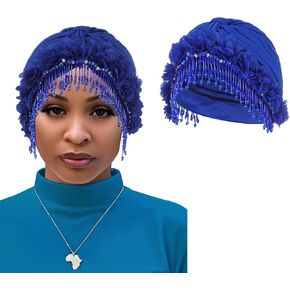 Bohend Beaded Rhinestone Turban Hat Knot Headwrap Beanie Pre Tied Pleated Headscarf Bonnet Women Tassel Head Cover Caps in Kuwait