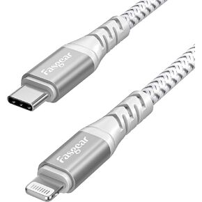 كابل Fasgear USB-C إلى Lightning بطول 6 أقدام، حزمة واحدة طويلة ومعتمدة من MFi USB C إلى Lightning PD سلك شاحن سريع متوافق مع iPhone 11 12 13 14 Pro Max X XS XR 8 7 6s Plus SE iPad AirPods Pro رمادي in Kuwait