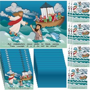 24 Set Jesus Walk on Water Scenes Craft Kit Religious Stickers for Kids DIY Christian Catholic Bible Craft Faith Jesus Craft for Sunday School Activities Gifts