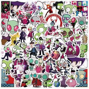 50 Pcs Invader ZIM Stickers for Water Bottle Waterproof Vinyl Movie Decals for Kids Laptop Tablet Scrapbook Binders Luggage Skateboard
