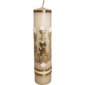 8 Inch Baptism Candle for Christening Celebration for Boy or Girl Ivory Color Catholic Candle or Vela de Bautizo