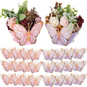 Tenceur 24 Pcs Butterfly Centerpieces for Baby Shower Bridal Shower Centerpieces Butterfly Table Decorations for Wedding Birthday Butterfly Themed Party Decor, Pink and Purple (Pink)