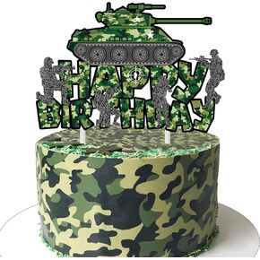 كامو كعكة توبر تانك كعكة عيد ميلاد الديكور التمويه عيد ميلاد سعيد كعكة ديكور لجندي الجيش موضوع عسكري لوازم استحمام الطفل