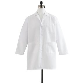 Medline Unisex/Men's Staff-Length Lab Coat, White, Size 44 - Professional Medical Apparel for Healthcare Professionals