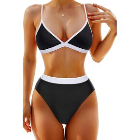 Aqua Eve Triangle High Waisted Bikini Set for Women Sexy High Cut Swimsuits Two Piece Bathing Suits